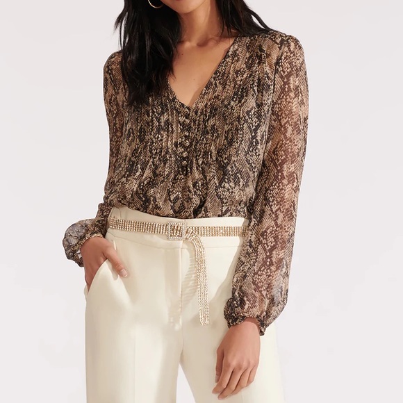 Veronica Beard Python Print Blouse - Picture 4 of 4